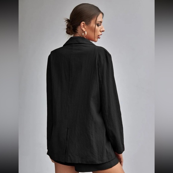 Lapel Collar Button Front Blazer And Shorts Set - Picture 3 of 5